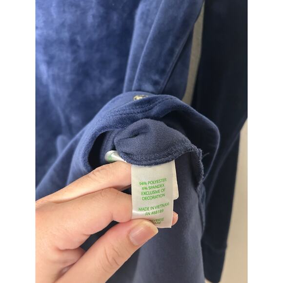 Lilly Pulitzer Women's Blythe Velour Pullover in Low Tide Navy Long Sleeve Sz L - Picture 4 of 6